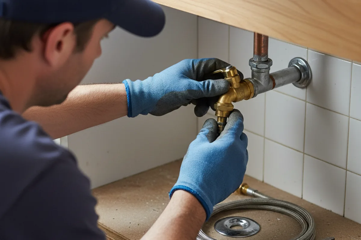Shutoff valve and fitting work during Burst Pipe Repair in Great Meadows